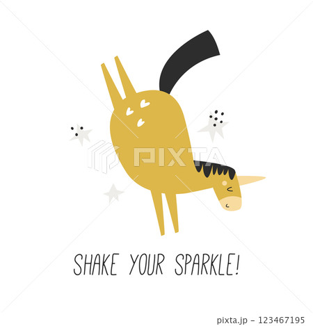 Vector illustration of cute unicorn in a childish flat style. 123467195