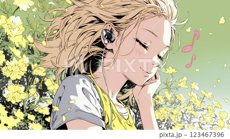 口笛を吹いている若い女性