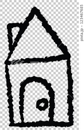 Hand drawn crayon outline of home for kid colouring book, sketch, art, decoration, nature, garden, plant, tree, sticker, spring, summer, cute patch, brooch, spring, summer, backyard, childhood, tattoo 123467685