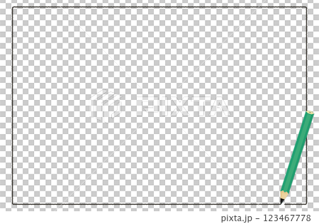 一個木製方形框架，左下角用綠色鉛筆畫了一條黑線 123467778