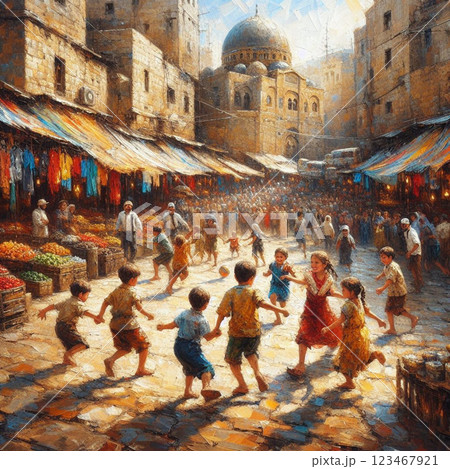 people walking on a city street 123467921