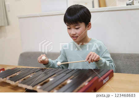 木琴の練習をする男の子 木琴の練習をする男の子 123468683
