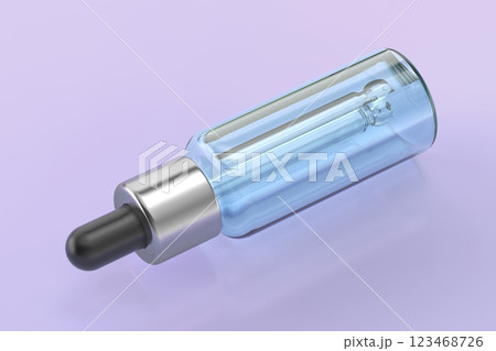 Glass dropper bottle with blue liquid inside Glass dropper bottle with blue liquid inside 123468726