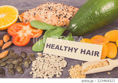 Various nutritious products or ingredients containing vitamins and minerals Various nutritious products or ingredients containing vitamins and minerals 123469321