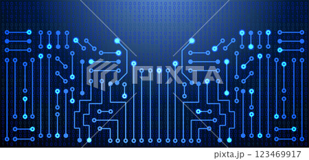 Electronic circuit glowing background. High tech concept. Digital template. 123469917