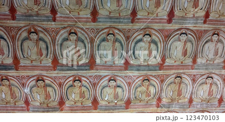 ランギリ・ダンブッラの石窟寺院の天井画【スリランカ】 ランギリ・ダンブッラの石窟寺院の天井画【スリランカ】 123470103