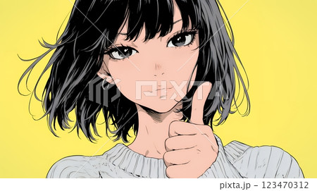 親指を立てて賛成の意思表示をしている若い女性