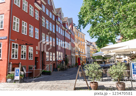 Traditional old houses on the street in Copenhagen. 123470581