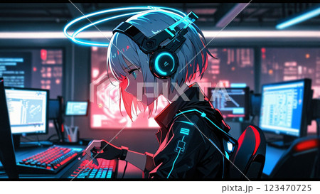 サーバーパンクな世界の女子 サーバーパンクな世界の女子 123470725