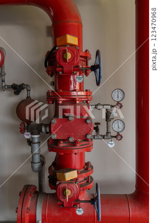 Room Fire suppression system installation with a alarm check valve. 123470968