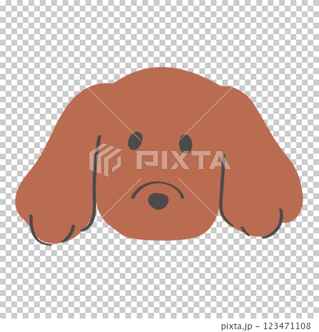 耳の垂れたかわいいダックスフンドの顔のイラスト　頭部　アイコン　 123471108