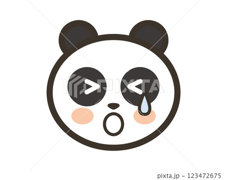 かわいいパンダの泣いている顔のアイコンイラスト 123472675