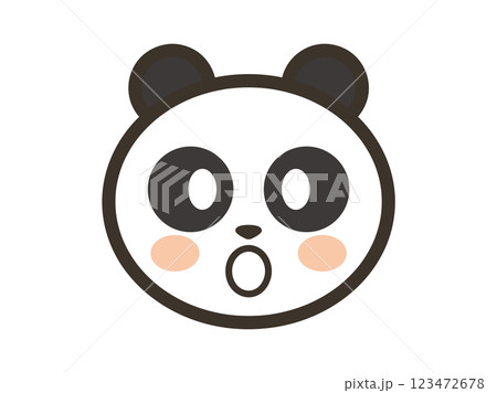 びっくり驚くかわいいパンダの顔のアイコンイラスト 123472678