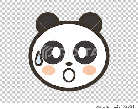 焦って冷や汗をかくかわいいパンダの顔のアイコンイラスト 焦って冷や汗をかくかわいいパンダの顔のアイコンイラスト 123472681