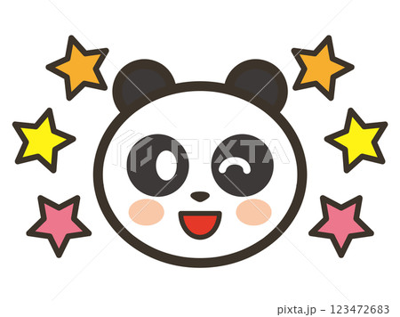 笑顔のかわいいパンダと星のアイコンイラスト 笑顔のかわいいパンダと星のアイコンイラスト 123472683