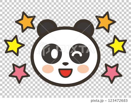 笑顔のかわいいパンダと星のアイコンイラスト 笑顔のかわいいパンダと星のアイコンイラスト 123472683