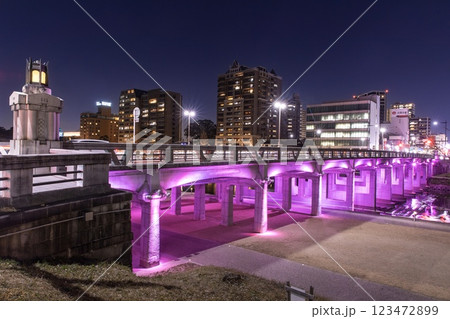 岡崎市、殿橋の夜景 123472899