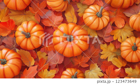 Autumn background with pumpkins and leaves. Concept of Thanksgiving day or Halloween. Autumn background with pumpkins and leaves. Concept of Thanksgiving day or Halloween. 123473649