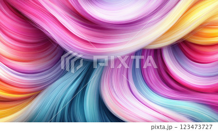 Hair texture background, hair colours. Beautifully styled wavy shiny curls. Hair coloring. 123473727