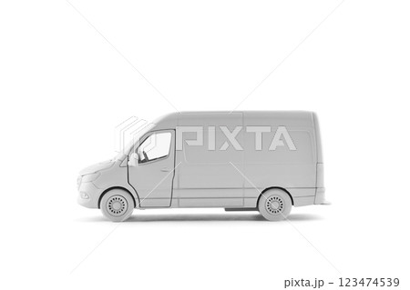 Transport white van car on white background with clipping path 123474539