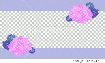 紫色繡球花和五月雨的背景框架插圖 123474718