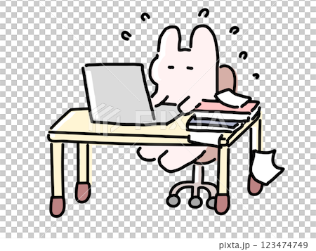 A rabbit who is busy with too much computer work 123474749