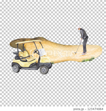 Golf watercolor composition Golf watercolor composition 123474864