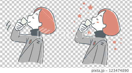 一組女人用酒杯喝清酒的插圖 一組女人用酒杯喝清酒的插圖 123474890