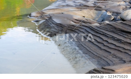 Green River and Clay Bank in Morning Light, Taiwan. 123475020