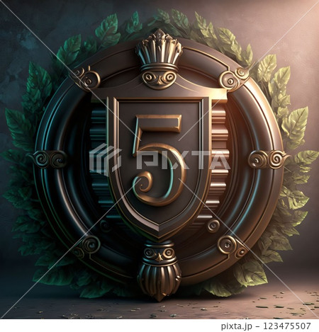 Coat of Arms of the 5th Years Anniversary, 3D Render 123475507