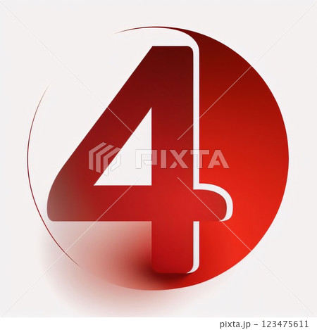 number 4 icon design template elements. vector illustration. red color. number 4 icon design template elements. vector illustration. red color. 123475611