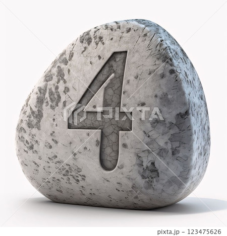 number 4 on a white background, 3d render, computer generated images 123475626