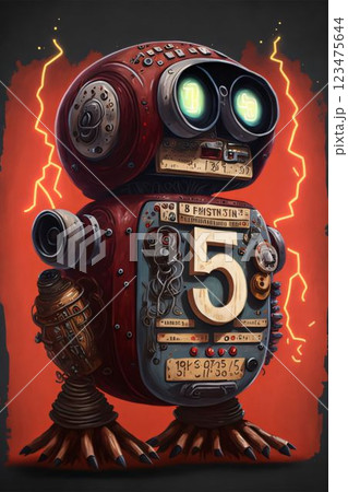 Retro robot on a dark background. 3D illustration. 3D rendering. 123475644