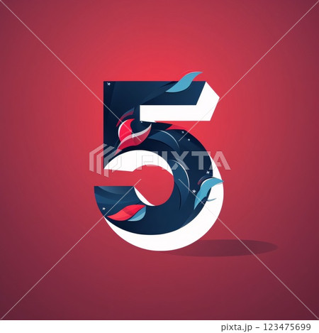 Futuristic number 5, vector illustration graphic design template element. Futuristic number 5, vector illustration graphic design template element. 123475699