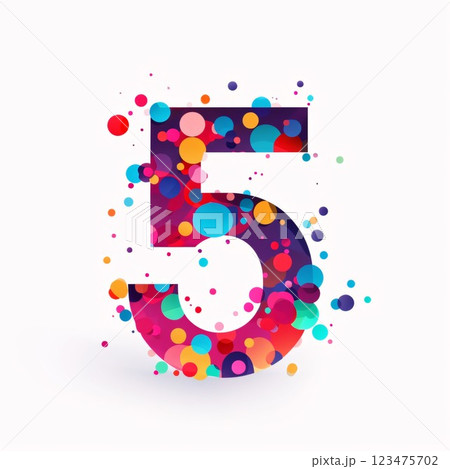5 number with colorful confetti on white background. Vector illustration. 5 number with colorful confetti on white background. Vector illustration. 123475702