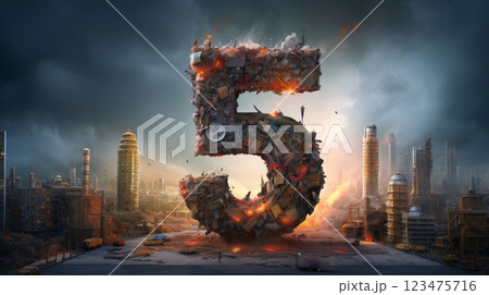 Conceptual 3D illustration of fire in the shape of the letter 5. Conceptual 3D illustration of fire in the shape of the letter 5. 123475716