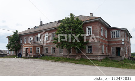 Old large two-story wooden house 123475832