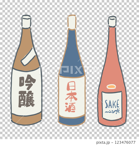 Illustration of Japanese sake bottle 123476077