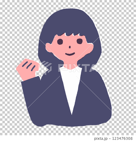 A woman with short hair doing a fist pump 123476308