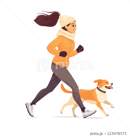sporty jogging woman with dog isolated vector illustration sporty jogging woman with dog isolated vector illustration 123476571