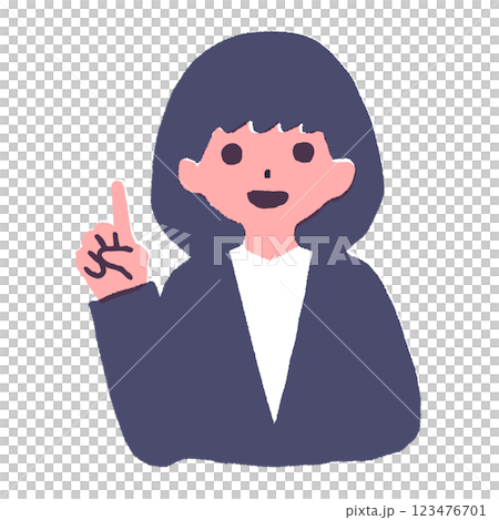 舉起食指的短髮女人 舉起食指的短髮女人 123476701