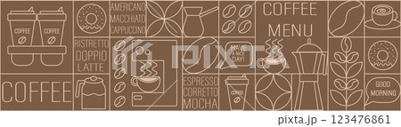 Coffee Line Art Pattern Coffee Shop Menu Design Background  123476861