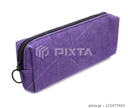Long pencil pen case container isolated on the white background Long pencil pen case container isolated on the white background 123477483