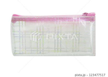 Cute pencil pen case container isolated on the white background 123477517