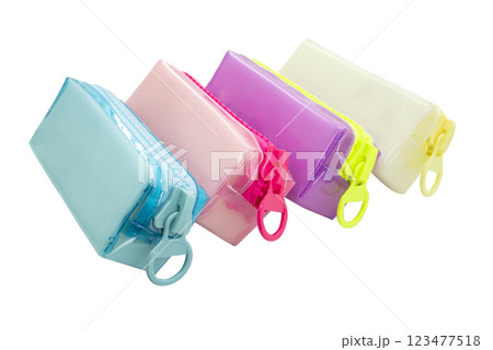 Cute pencil pen case container isolated on the white background Cute pencil pen case container isolated on the white background 123477518