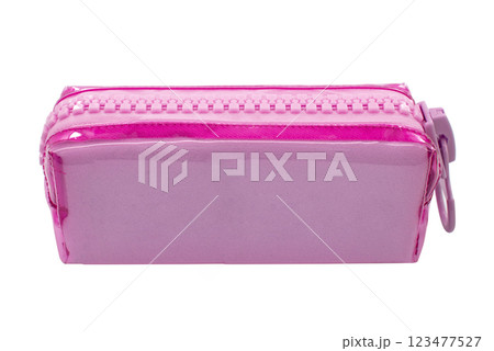 Pink pencil pen case container isolated on the white background Pink pencil pen case container isolated on the white background 123477527