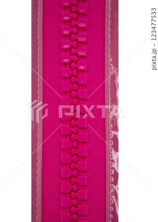 Colorful zipper plastic fabric macro for cloth industry 123477533