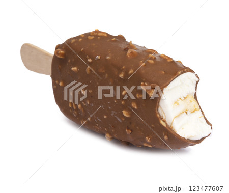 Chocolate glazed icecream escimo tasty isolated on the white Chocolate glazed icecream escimo tasty isolated on the white 123477607