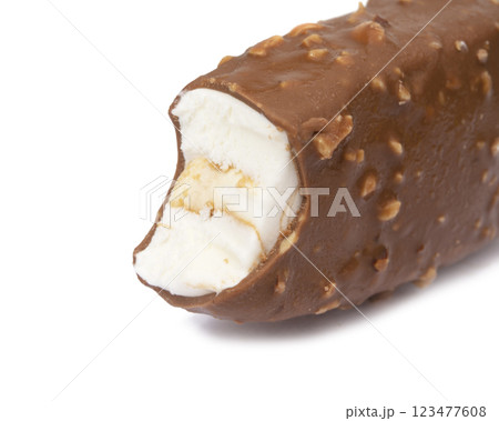 Chocolate glazed icecream escimo tasty isolated on the white 123477608