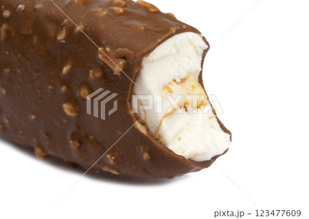 Chocolate glazed icecream escimo tasty isolated on the white Chocolate glazed icecream escimo tasty isolated on the white 123477609